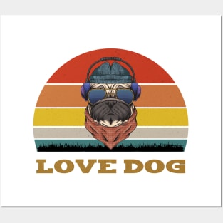 Vintage Love Dog Cute Shirt For Men Women Posters and Art